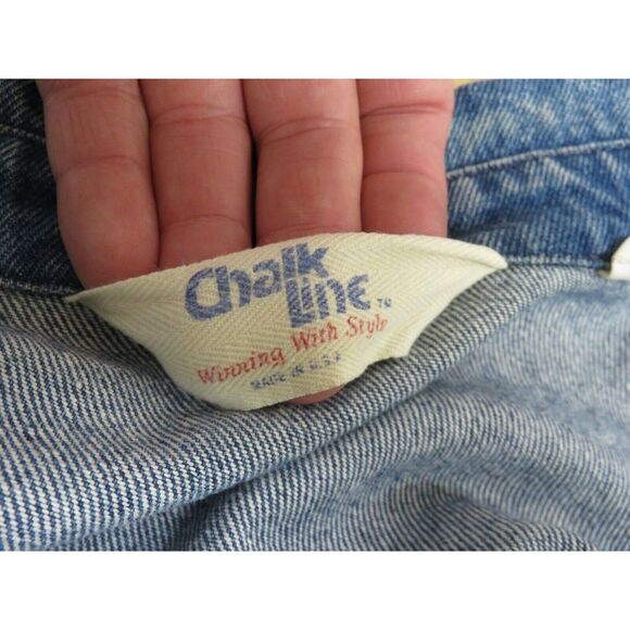 Mens Chalk Line LA Raiders Denim Full Zip Jacket Blue Size XL 90s Vintage LV - Picture 8 of 8